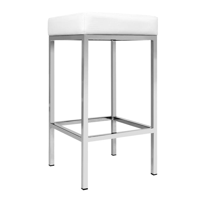 Artiss Set of 2 Pu Leather Backless Bar Stools - White