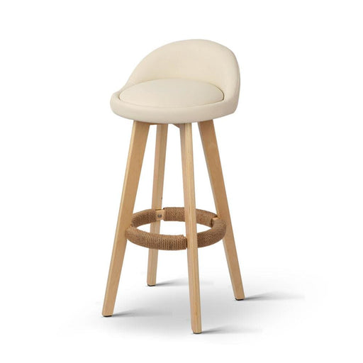 Artiss Set of 2 Pu Leather Backrest Bar Stools - Beige
