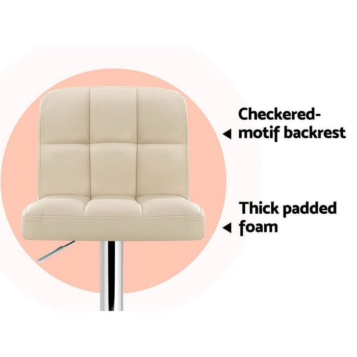 Artiss Set of 2 Pu Leather Gas Lift Bar Stools - Beige