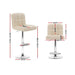 Artiss Set of 2 Pu Leather Gas Lift Bar Stools - Beige