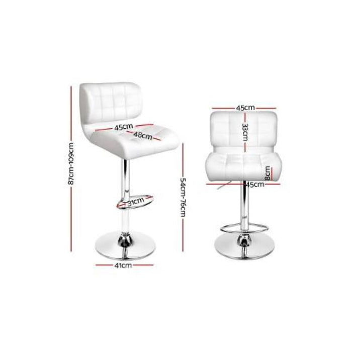 Artiss Set of 2 Pu Leather Gas Lift Bar Stools - White