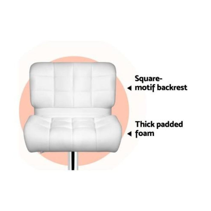 Artiss Set of 2 Pu Leather Gas Lift Bar Stools - White