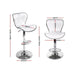 Artiss Set of 2 Pu Leather Patterned Bar Stools - White