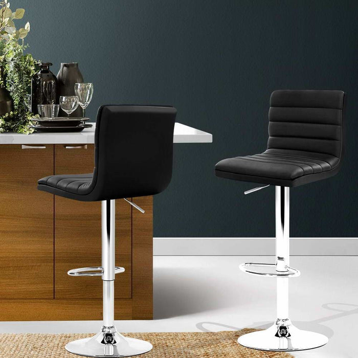 Artiss Set of 2 Pu Leather Bar Stools Padded Line Style