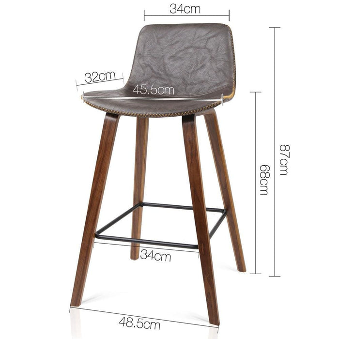 Artiss Set Of 2 Pu Leather Bar Stools Square Footrest
