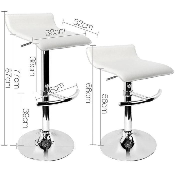 Artiss Set of 2 Pu Leather Wave Style Bar Stools - White