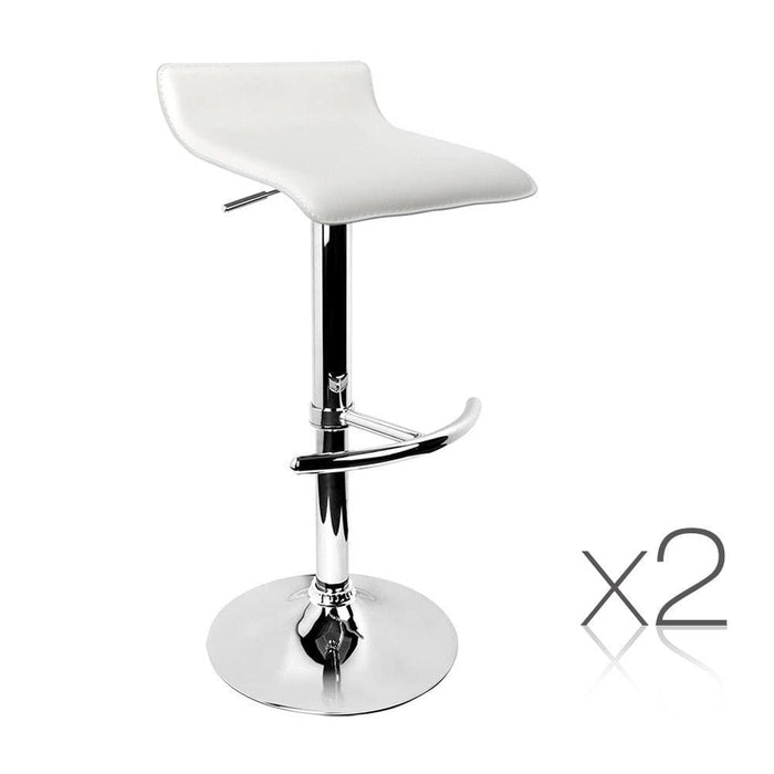Artiss Set of 2 Pu Leather Wave Style Bar Stools - White