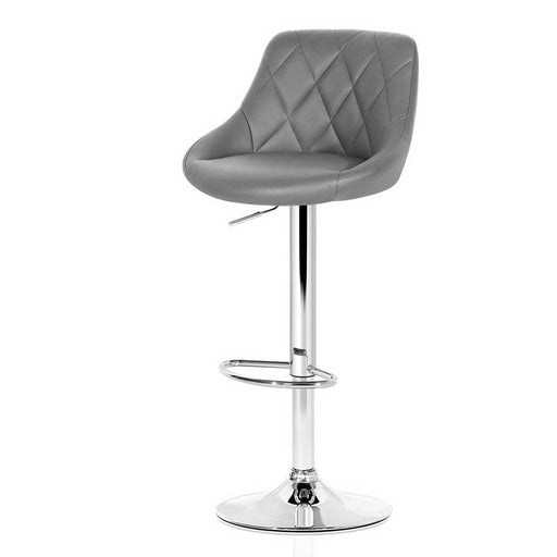Artiss Set of 2 Bar Stools Pu Leather Diamond Style - Grey