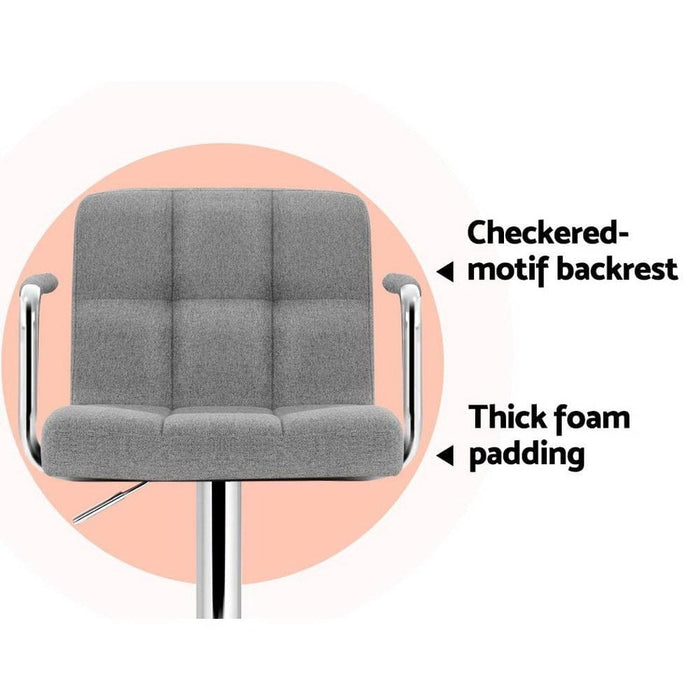 Artiss Set of 2 Bar Stools Gas Lift Swivel - Steel and Grey