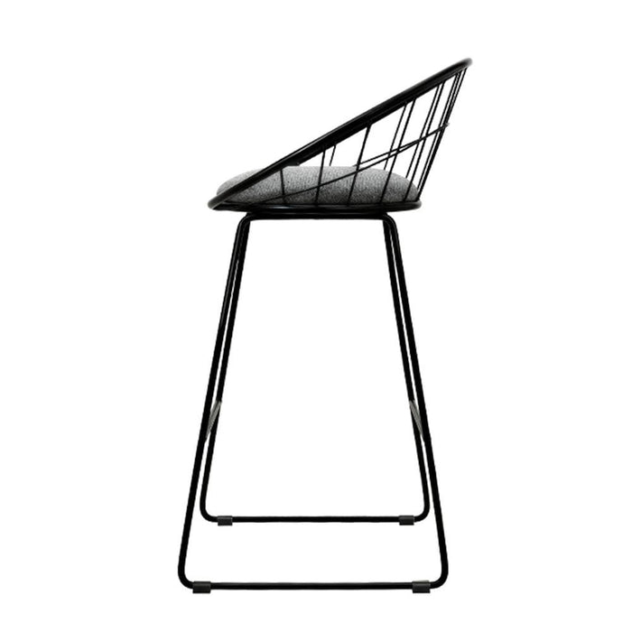 Artiss Set of 2 Bar Stools Steel Fabric - Grey and Black