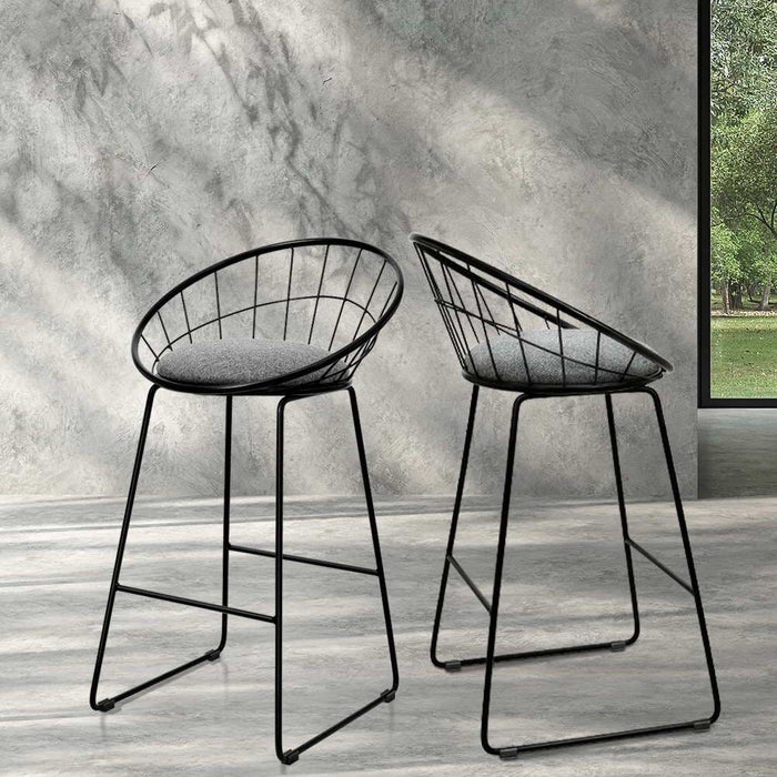 Artiss Set of 2 Bar Stools Steel Fabric - Grey and Black