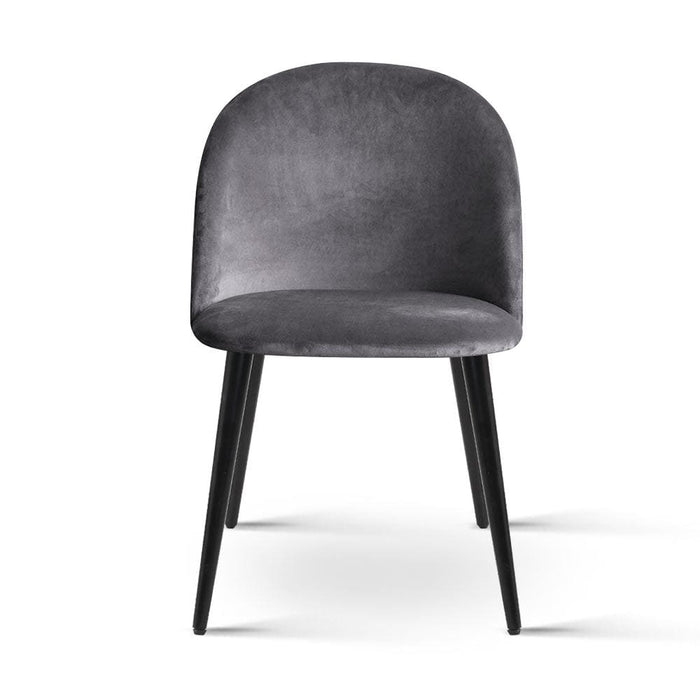 Artiss Set Of 2 Velvet Modern Dining Chair - Dark Grey