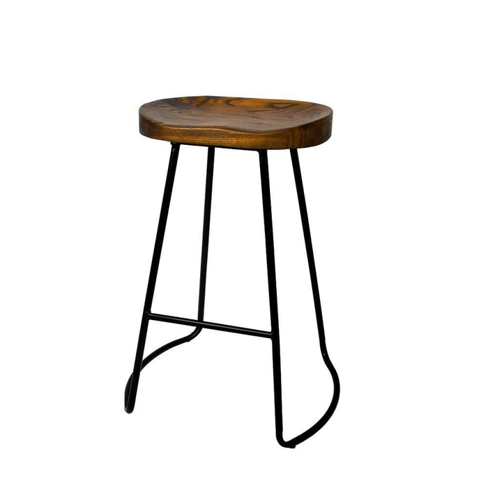 Artiss Set of 2 Elm Wood Backless Bar Stools 65cm - Black
