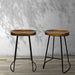 Artiss Set of 2 Elm Wood Backless Bar Stools 65cm - Black