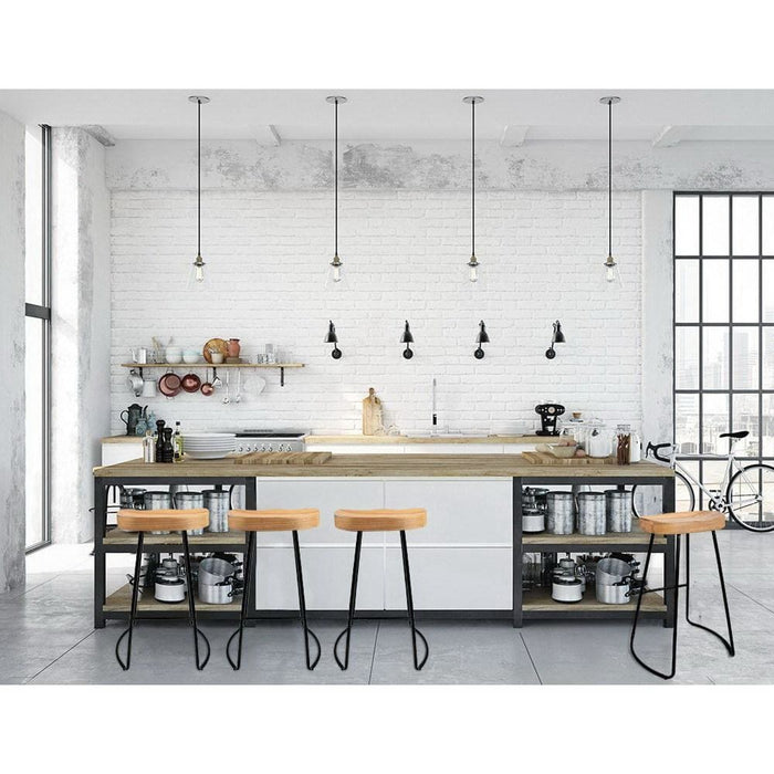 Artiss Set of 2 Elm Wood Backless Bar Stools 65cm - Black