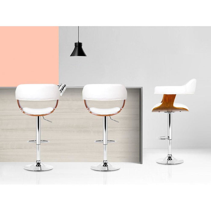 Artiss Set of 2 Wooden Pu Leather Bar Stool - White