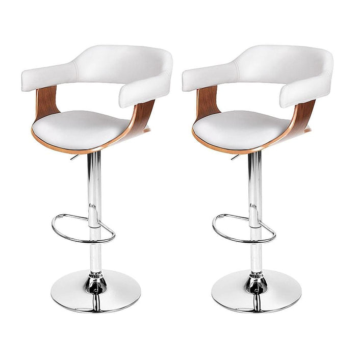 Artiss Set of 2 Wooden Pu Leather Bar Stool - White