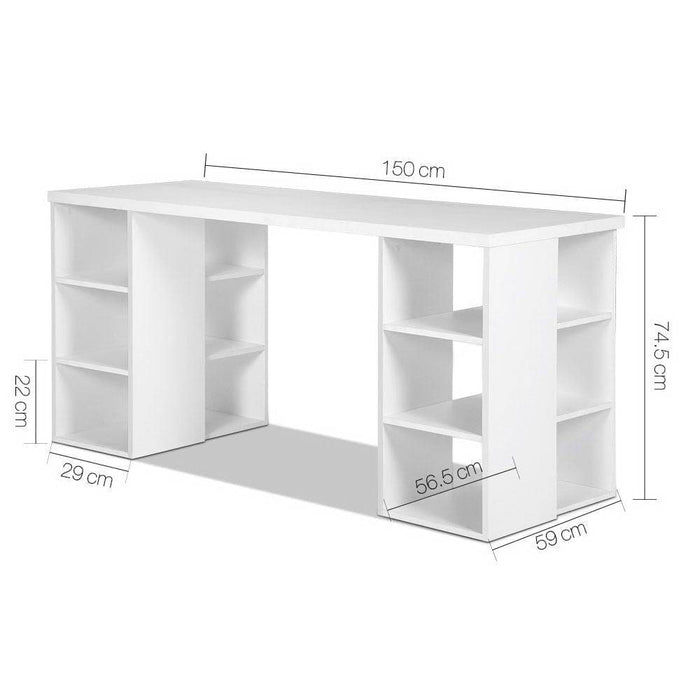 Artiss 3 Level Desk With Storage & Bookshelf - White
