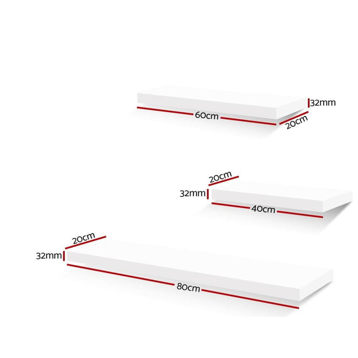 Goslash Picks Artiss 3 Piece Floating Wall Shelves - White