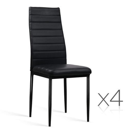 Artiss Set of 4 Dining Chairs Pvc Leather - Black
