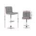 Artiss Set of 4 Fabric Swivel Bar Stools - Grey
