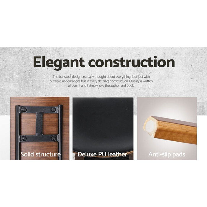 Artiss Set of 4 Pu Leather Circular Footrest Bar Stools