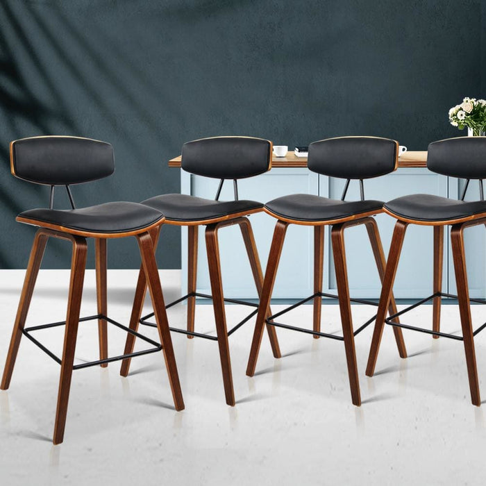Artiss Set of 4 Pu Leather Circular Footrest Bar Stools