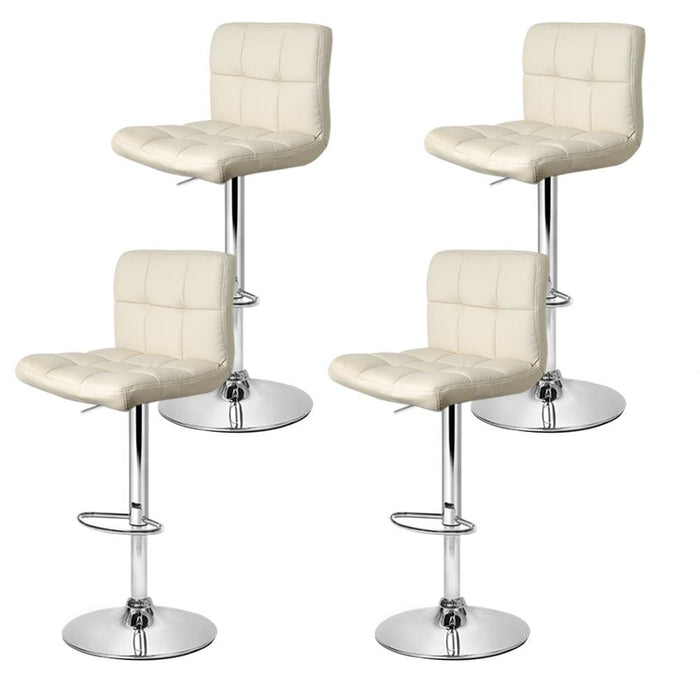 Artiss Set of 4 Pu Leather Gas Lift Bar Stools - Beige