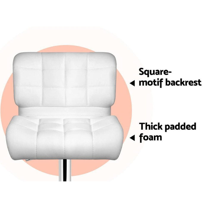 Artiss Set of 4 Pu Leather Gas Lift Bar Stools - White