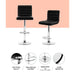 Artiss Set of 4 Pu Leather Lined Pattern Bar Stools- Black