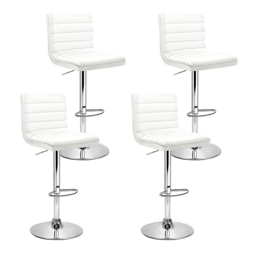 Artiss Set of 4 Pu Leather Lined Pattern Bar Stools- White