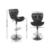 Artiss Set of 4 Pu Leather Patterned Bar Stools - Black