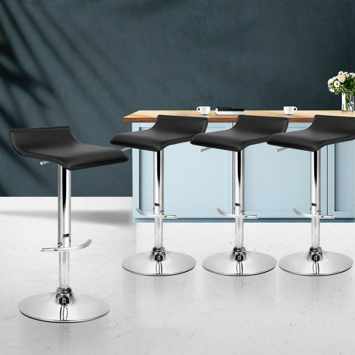 Artiss Set of 4 Pu Leather Wave Style Bar Stools - Black