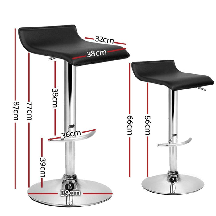 Artiss Set of 4 Pu Leather Wave Style Bar Stools - Black