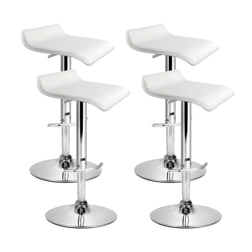 Artiss Set of 4 Pu Leather Wave Style Bar Stools - White