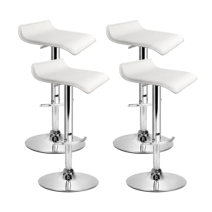 Artiss Set of 4 Pu Leather Wave Style Bar Stools - White