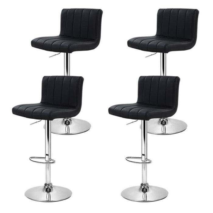 Artiss Set of 4 Line Style Pu Leather Bar Stools - Black