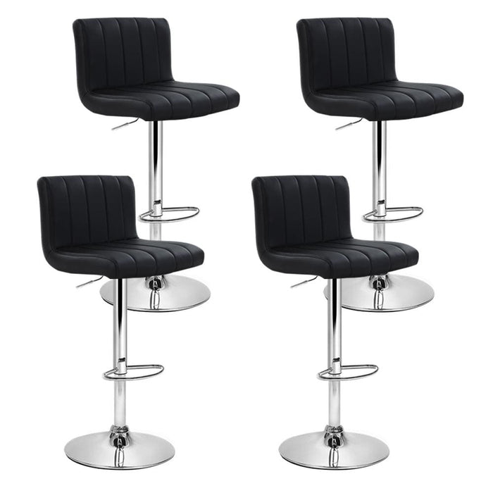 Artiss Set of 4 Line Style Pu Leather Bar Stools - Black