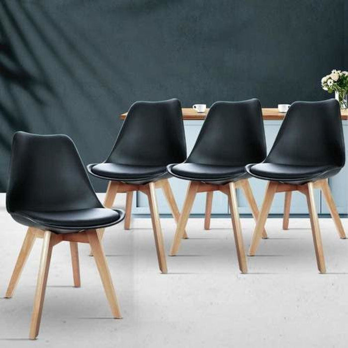 Artiss Set Of 4 Padded Dining Chair - Black