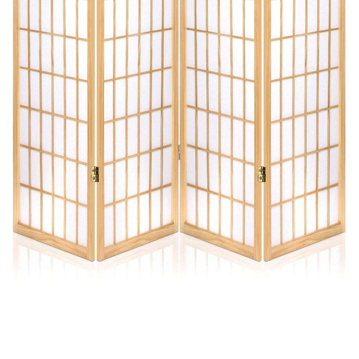 Artiss 4 Panel Wooden Room Divider - Natural