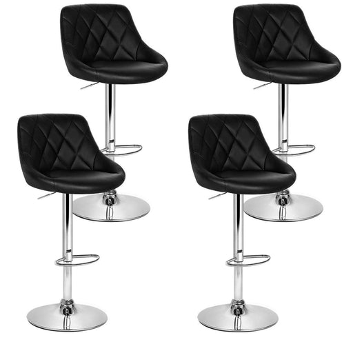 Artiss Set of 4 Bar Stools Pu Leather Diamond Style - Black