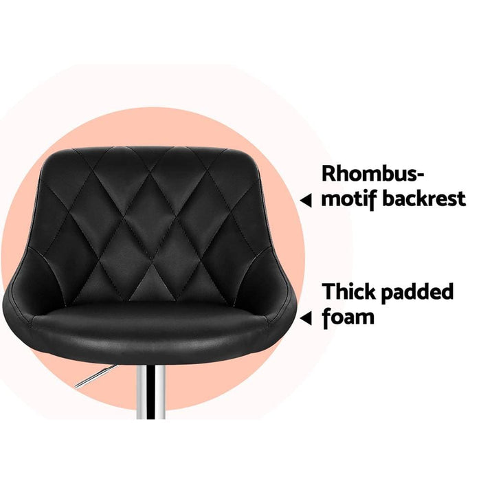 Artiss Set of 4 Bar Stools Pu Leather Diamond Style - Black