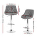 Artiss Set of 4 Bar Stools Pu Leather Diamond Style - Grey
