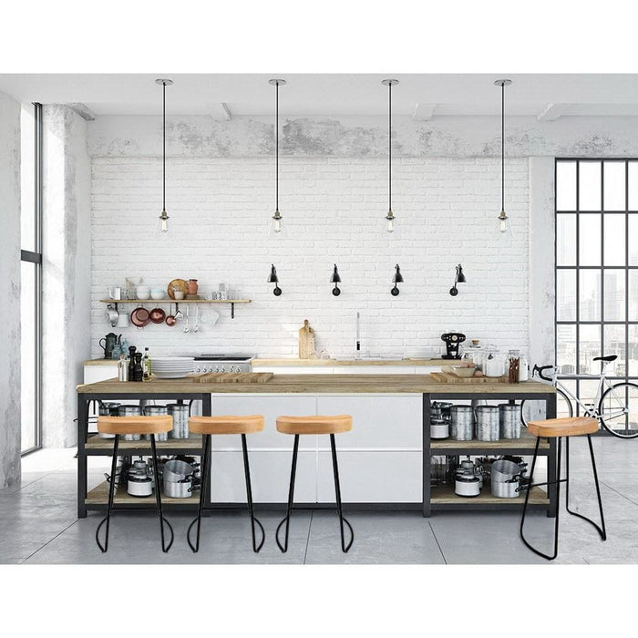 Artiss Set of 4 Elm Wood Backless Bar Stools 75cm - Black