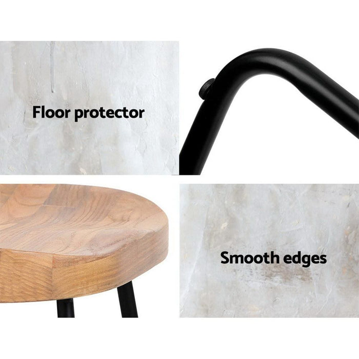 Artiss Set of 4 Elm Wood Backless Bar Stools 75cm - Black