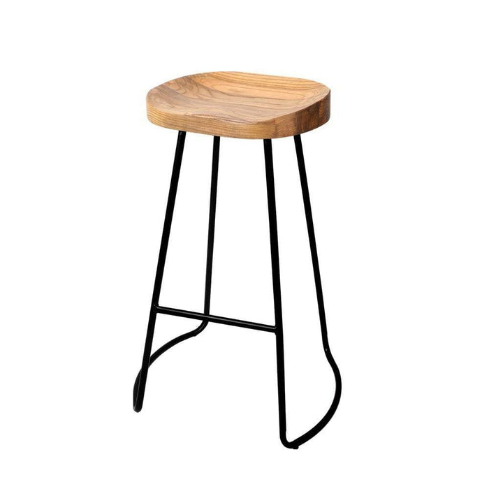 Artiss Set of 4 Elm Wood Backless Bar Stools 75cm - Black