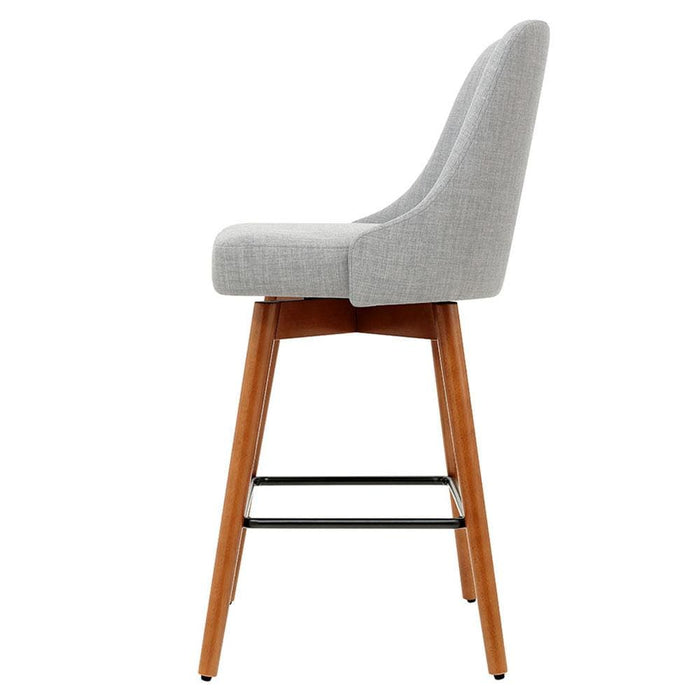 Artiss Set of 4 Wooden Fabric Bar Stools Square Footrest