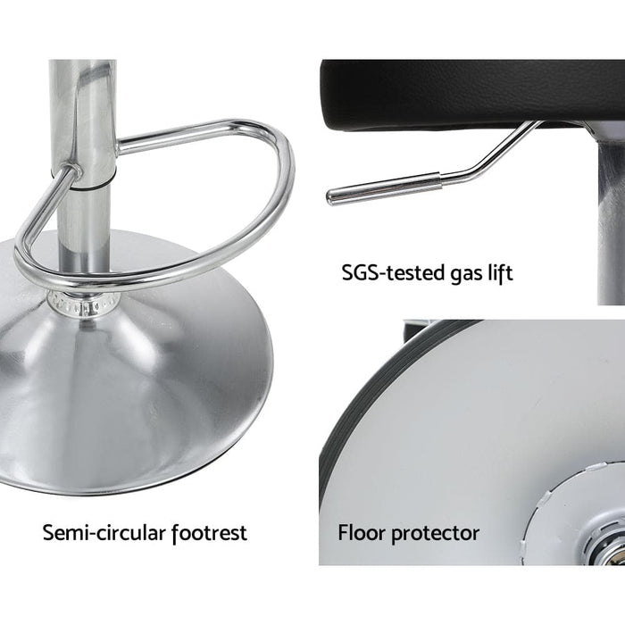 Artiss 4x Bar Stools Pu Leather Gas Lift Black