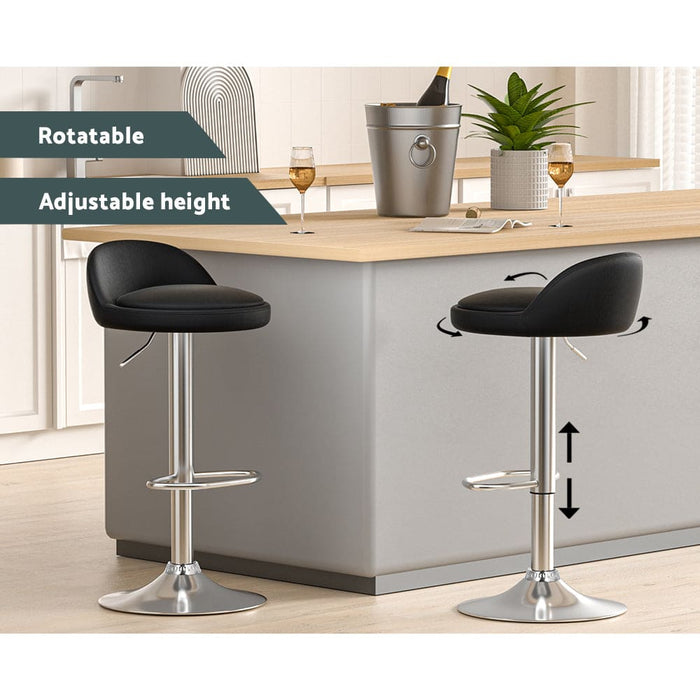 Artiss 4x Bar Stools Pu Leather Gas Lift Black