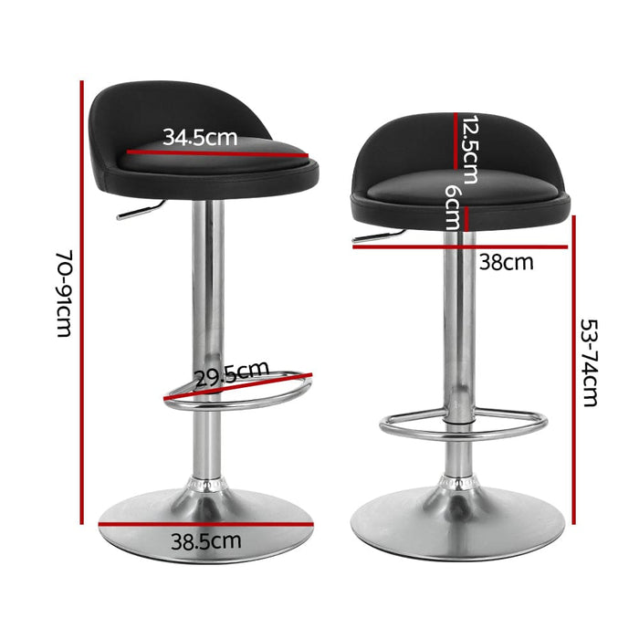 Artiss 4x Bar Stools Pu Leather Gas Lift Black